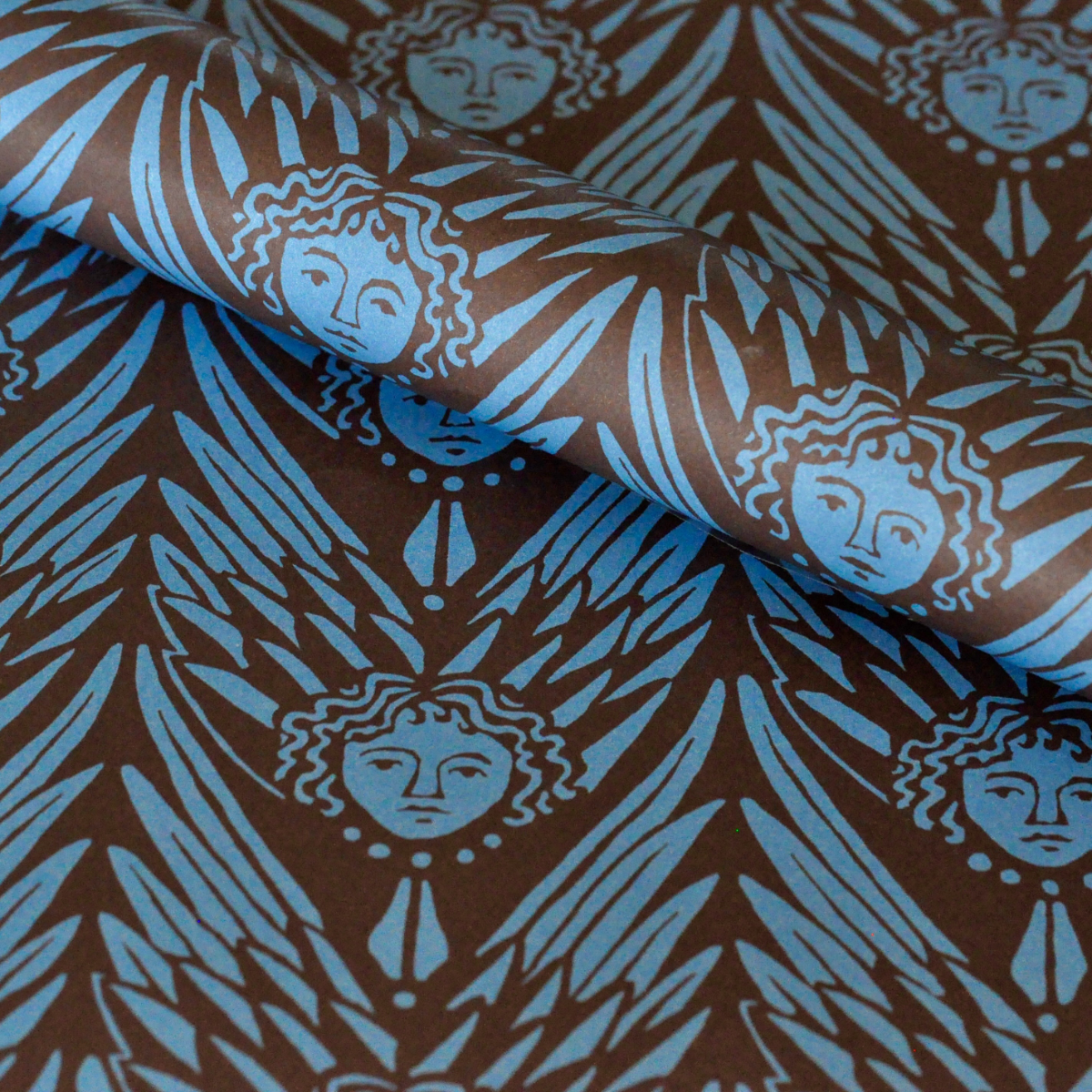cambridge imprint - 5 Sheets Of Suffolk Angels bruised copper Patterned Papers - winter's moon