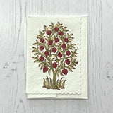 Hand Block Printed Greetings Card - Mogra Scarlet