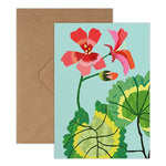 Pack of 8 'Geranium' Mini Greetings Cards - Winter's Moon 