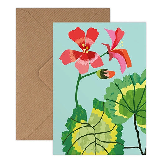 Pack of 8 'Geranium' Mini Greetings Cards - Winter's Moon 