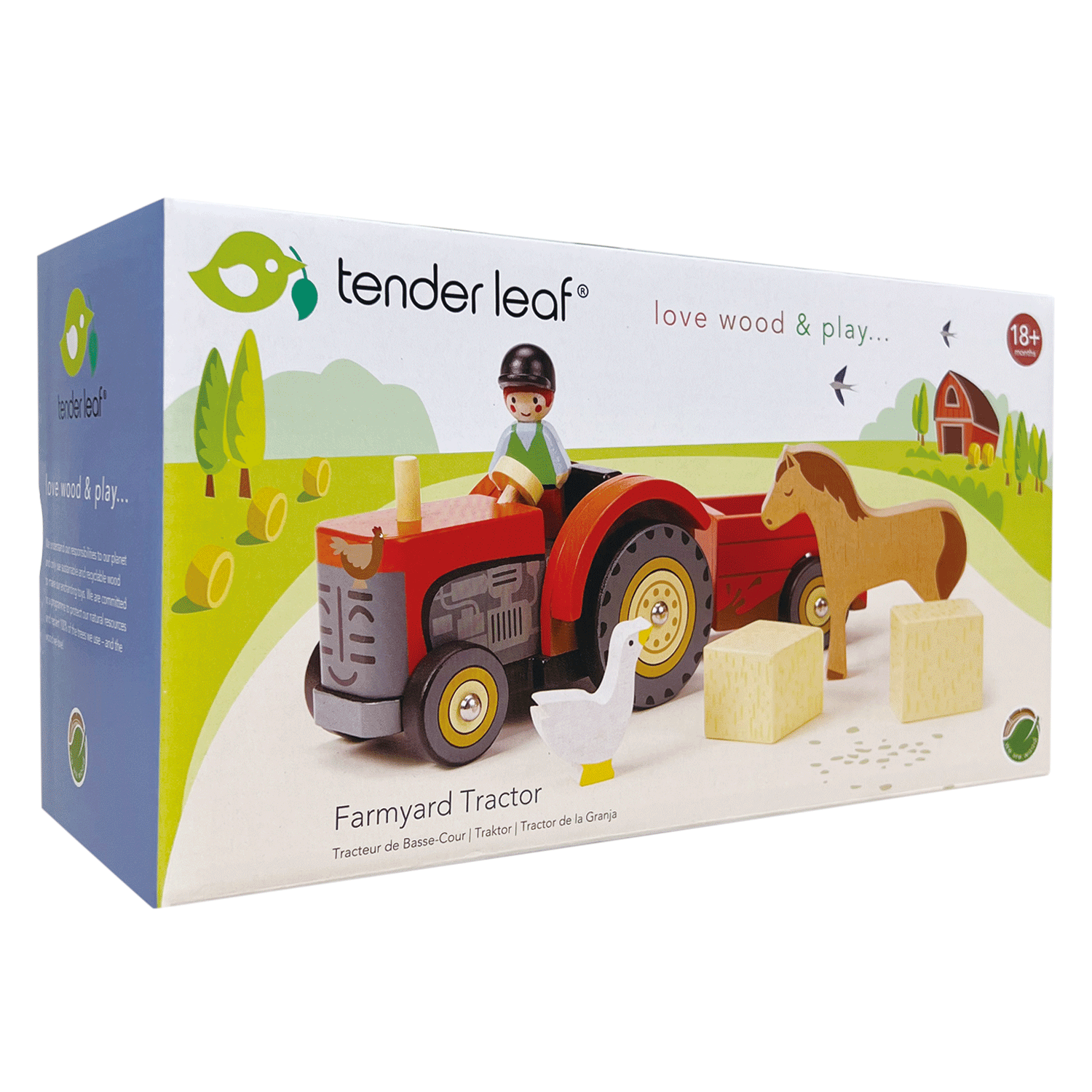 Wooden Farmyard Tractor Toy - Winter's Moon 