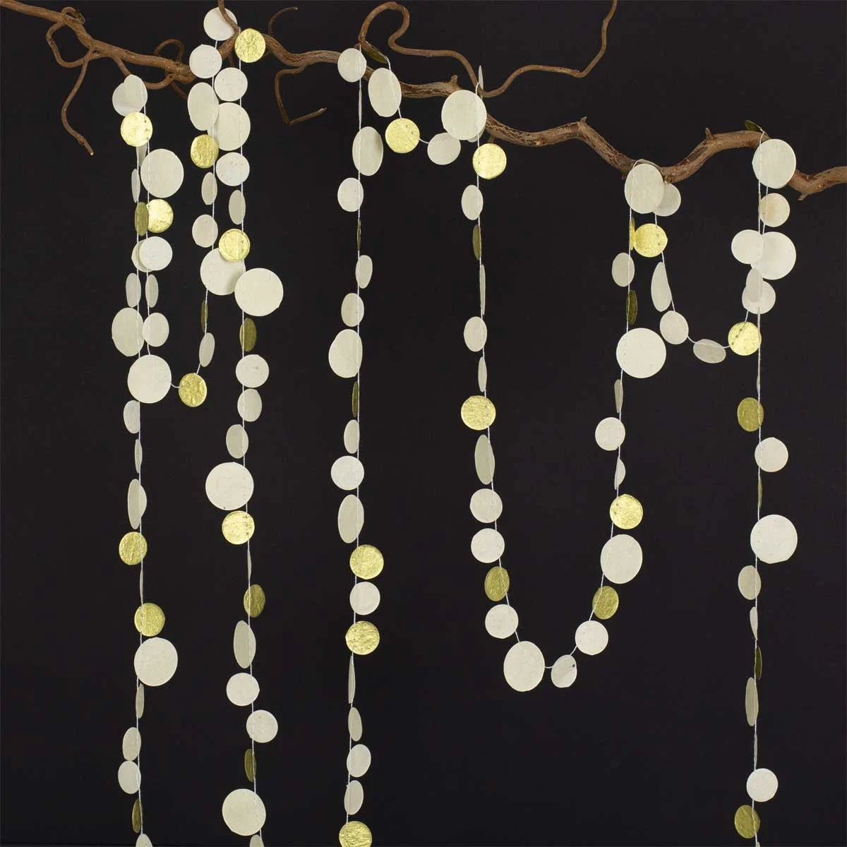 Handmade Paper Circles Garland - White & Gold - Winter's Moon 