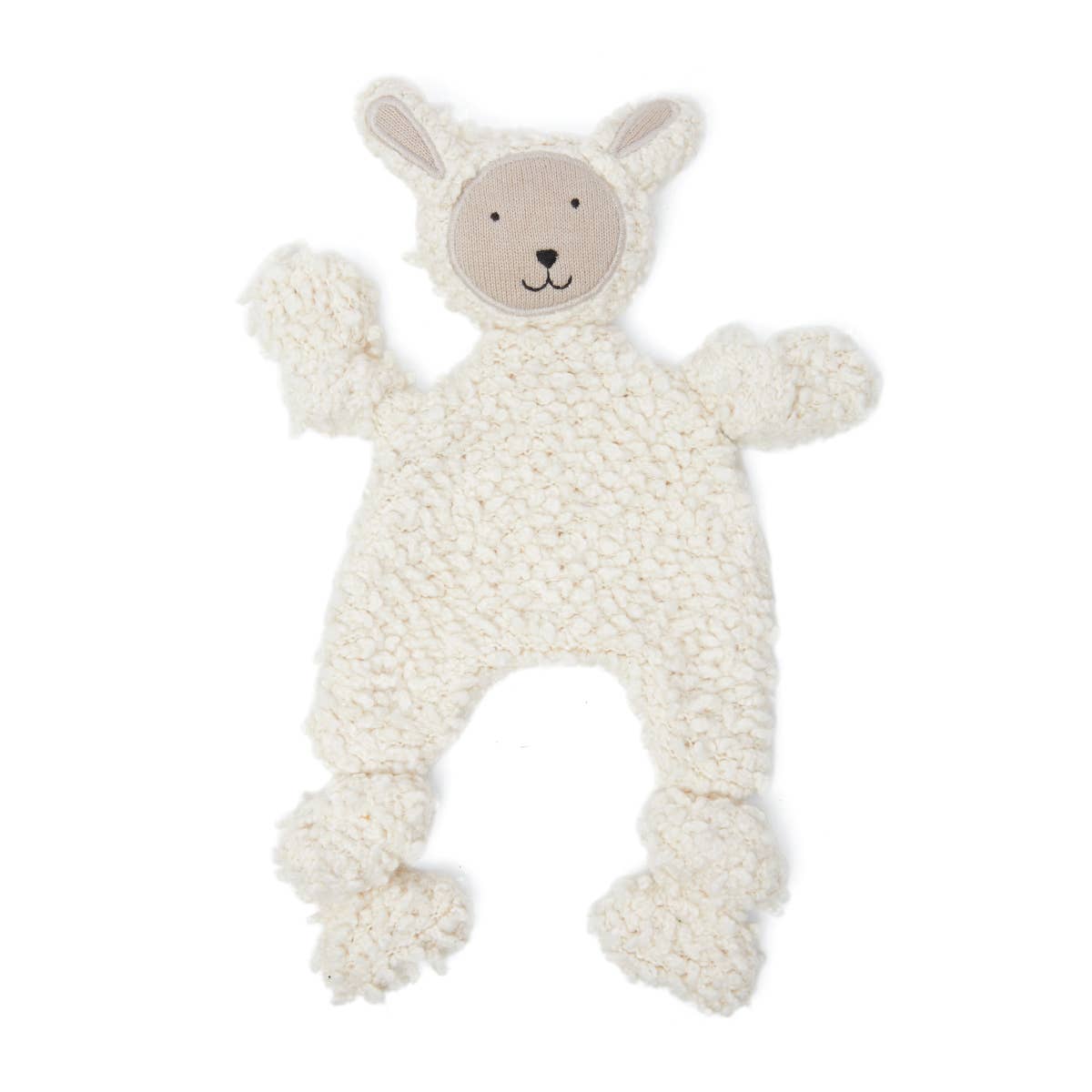 Sheep comforter baby toy on white background