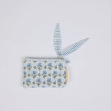 Organic Cotton Zipped Pouch Set 2pk - Floral Blue Stone