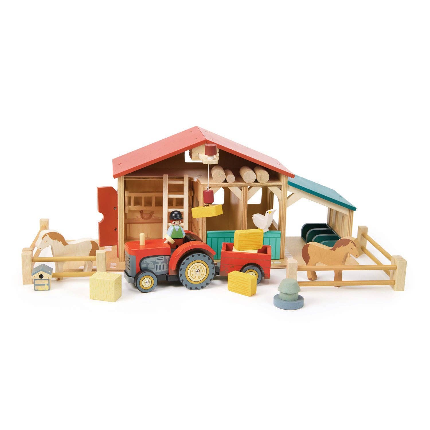 Wooden Farmyard Tractor Toy - Winter's Moon 