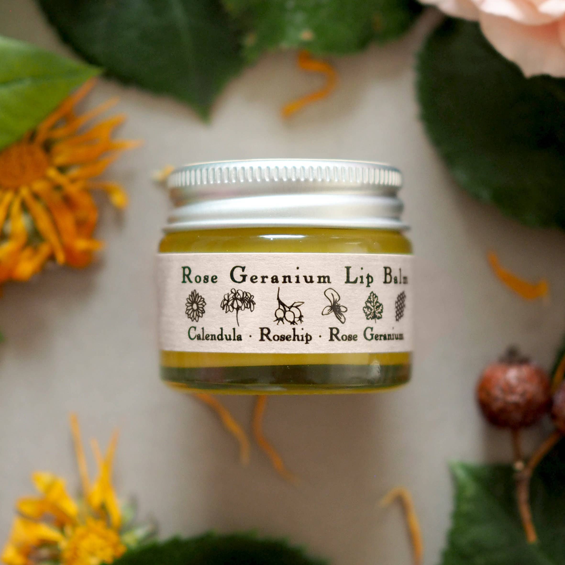 Rose Geranium Lip Balm | Organic Rosehip and Calendula - Winter's Moon 