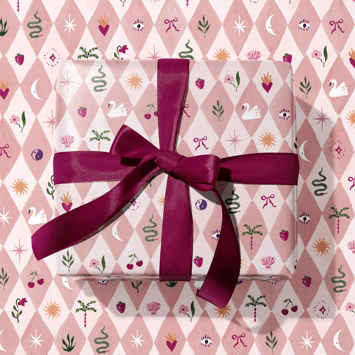 'Blush Harlequin' Wrapping Paper - Winter's Moon 