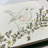 Handprinted Pack of Christmas Cards - Robin