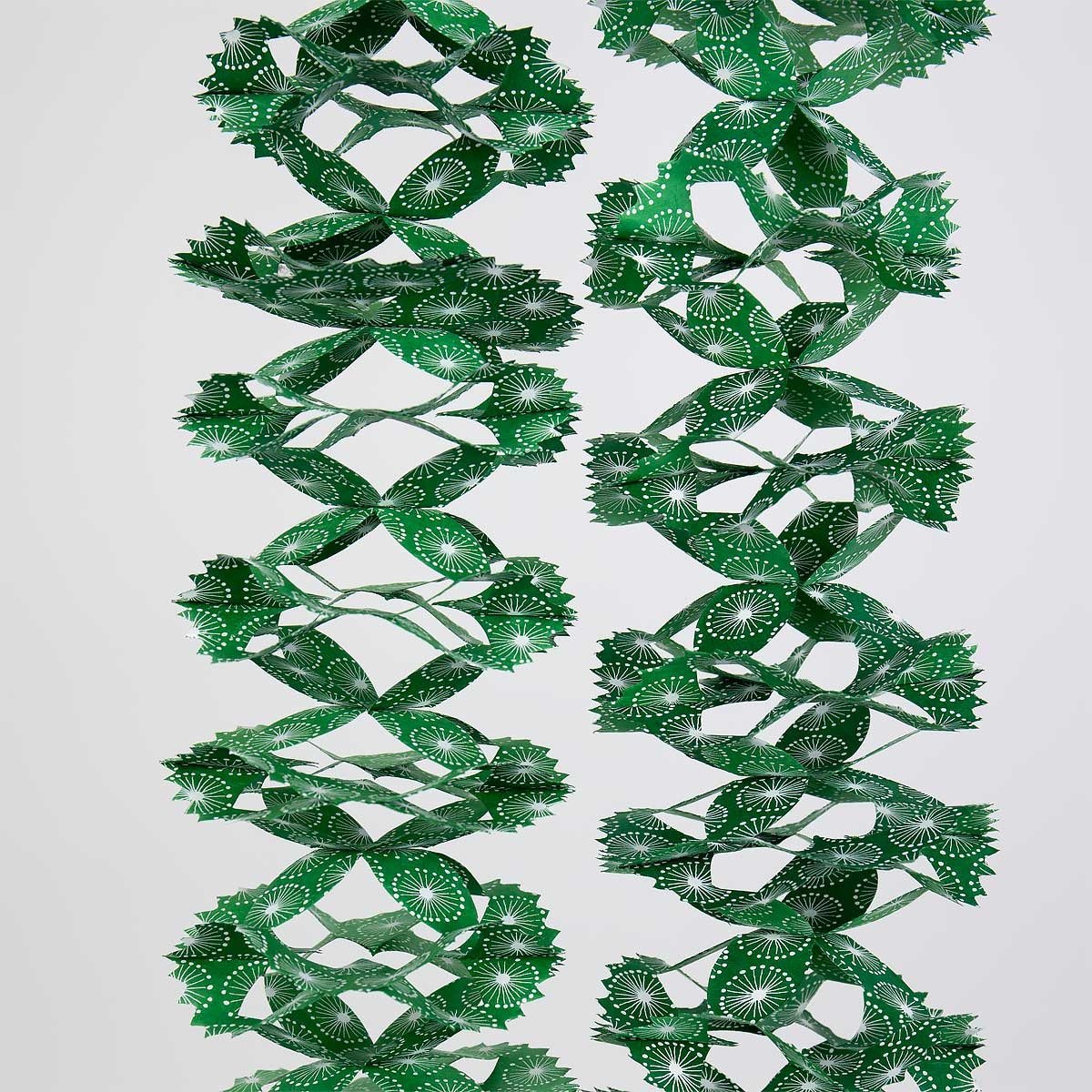 Green & White Dandelion Paper Christmas Garland - Winter's Moon 