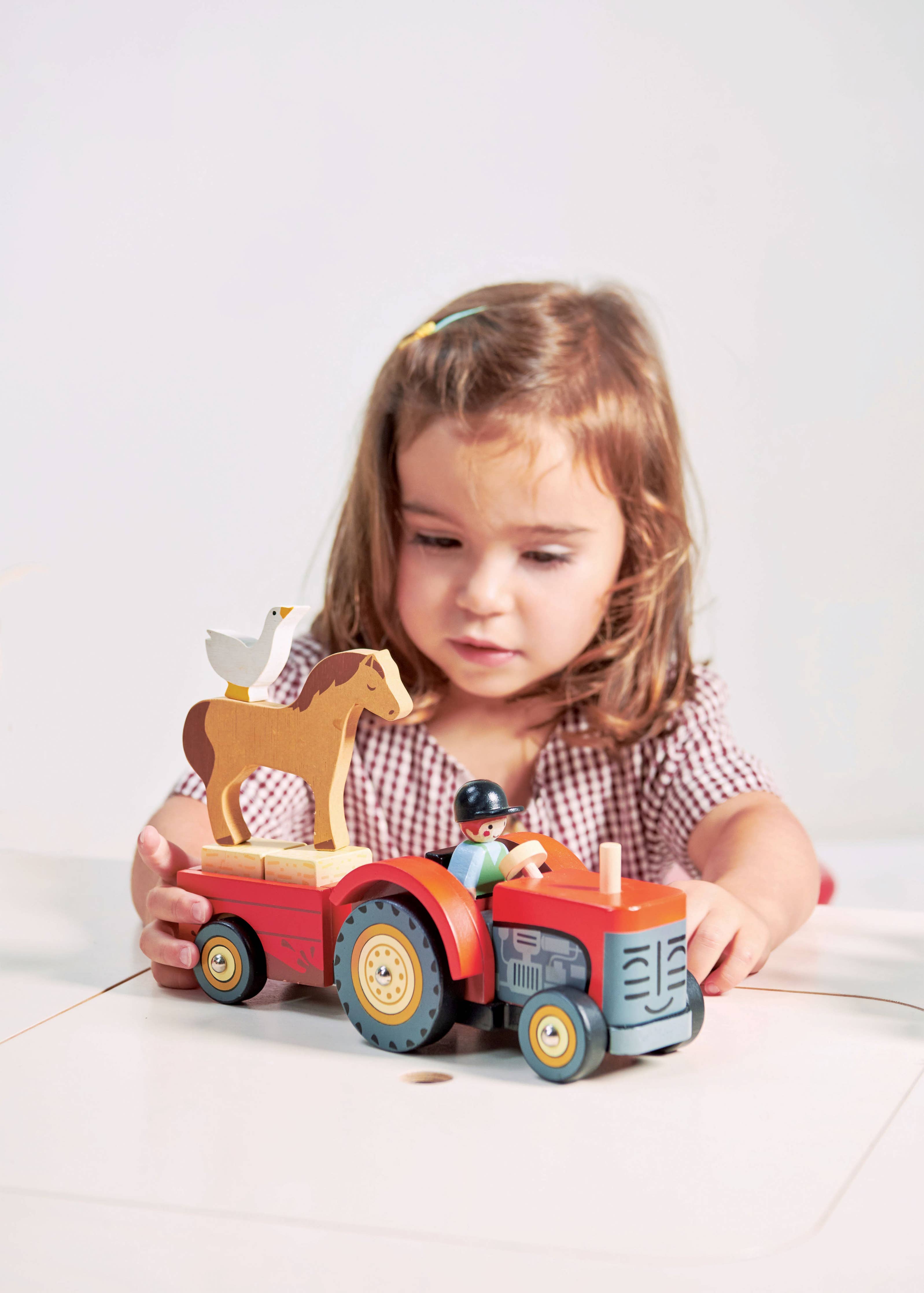 Wooden Farmyard Tractor Toy - Winter's Moon 