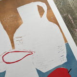'White Vessels, Red Apple' Art Print