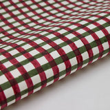 Block Printed Wrapping Paper Sheets - Gingham Holly Green