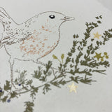 Handprinted Pack of Christmas Cards - Robin
