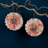 Pack of Two Folded Greta Paper Decorations - White & Red