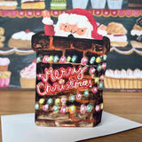 'Santa in Chimney' Die Cut Greetings Card