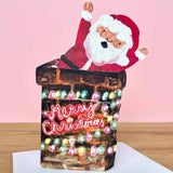 'Santa in Chimney' Die Cut Greetings Card