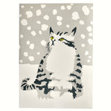 cambridge imprint - snow cat christmas card - winter's moon