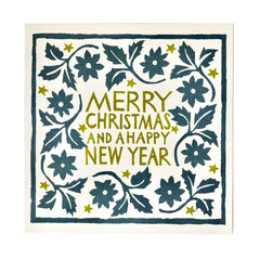 cambridge imprint - Pack Of Ten Square Cards Leaves And Stars Black Forest And Sap - winter's moon
