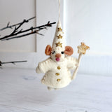 Wizard Mouse Felted Christmas Decoration - Winter's Moon 