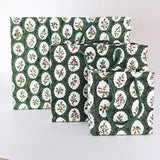 Block Printed Gift Bag - Holly Green