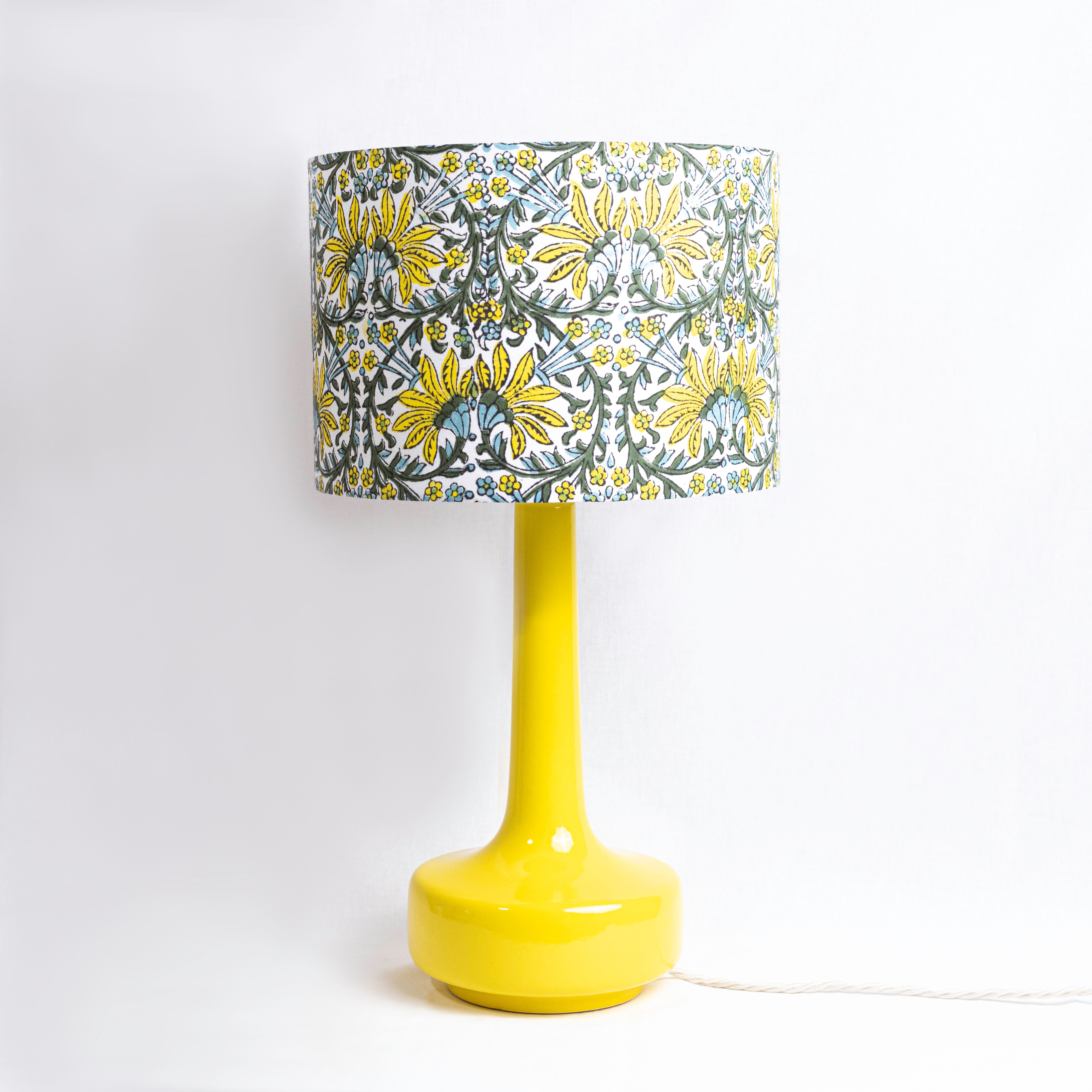 Yellow Table Lamp & 'Jasmine' Shade - Winter's Moon 
