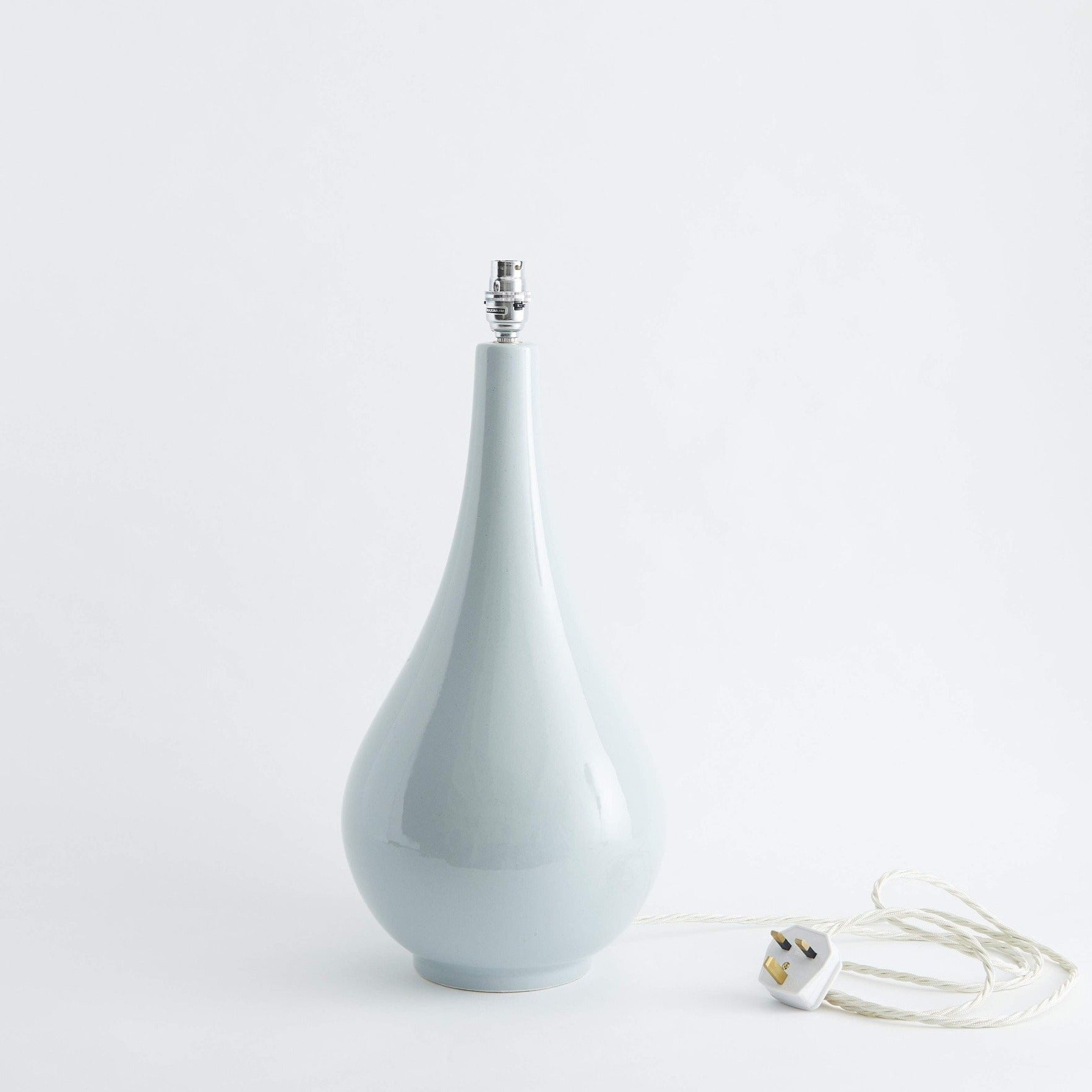 Large Grey Lamp & Pewter 'Bloom' Shade - Winter's Moon 