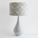 Large Grey Lamp & Pewter 'Bloom' Shade - Winter's Moon 