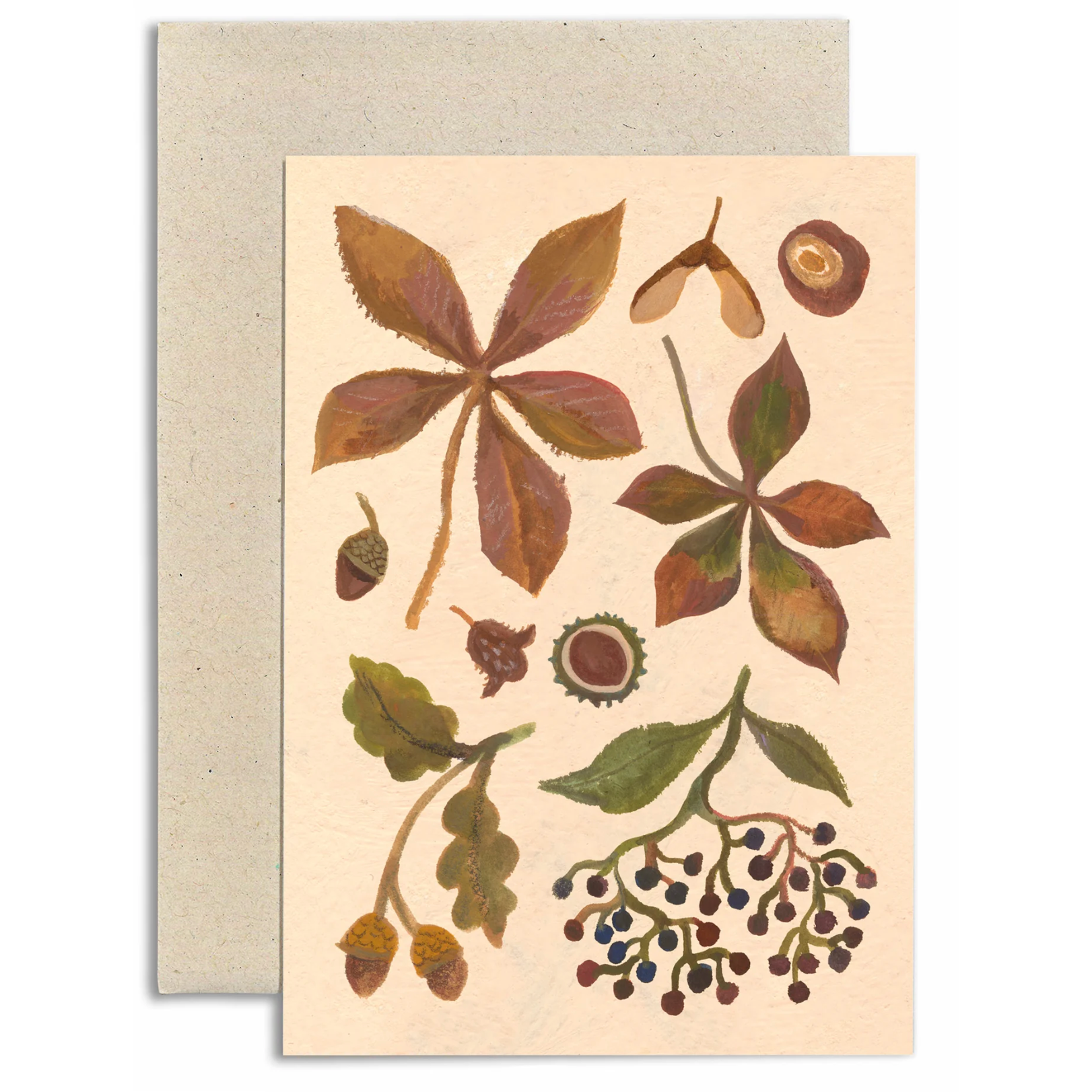 gemma koomen - botanical 'autumn gatherings' a6 card with envelope - winter's moon