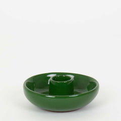 Green stoneware circular candle holder