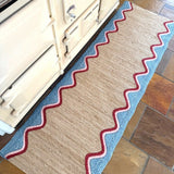Organic Jute Scalloped Runner - Sky Blue (61cm x 183cm)