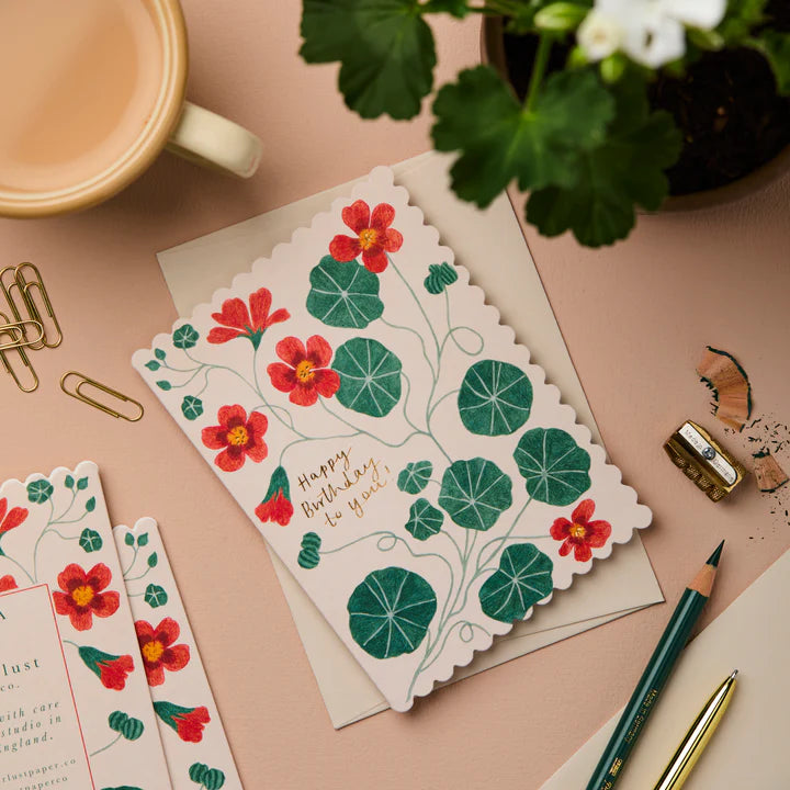 'Nasturtium Happy Birthday To You!' Greetings Card - Winter's Moon 