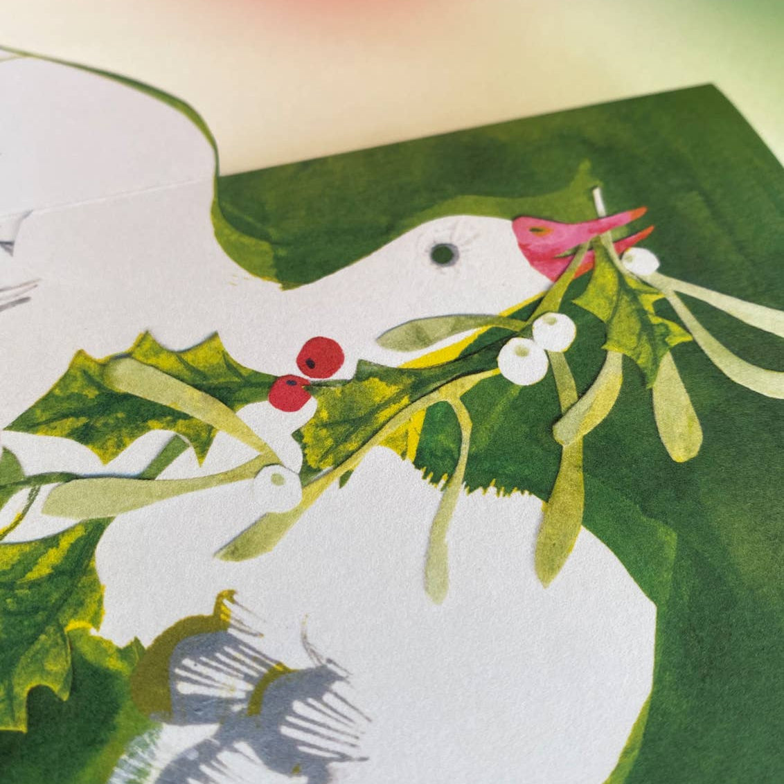 esther kent - christmas goose pop-out mantelpiece card - winter's moon