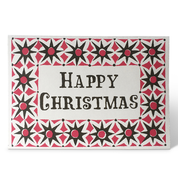 cambridge imprint - green Alhambra print card with 'merry christmas' motif - winter's moon