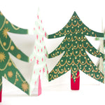Hand-Printed Christmas Tree Concertina Garland - Winter's Moon 