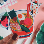daria solak illustrations - colourful ramen sticker - winter's moon