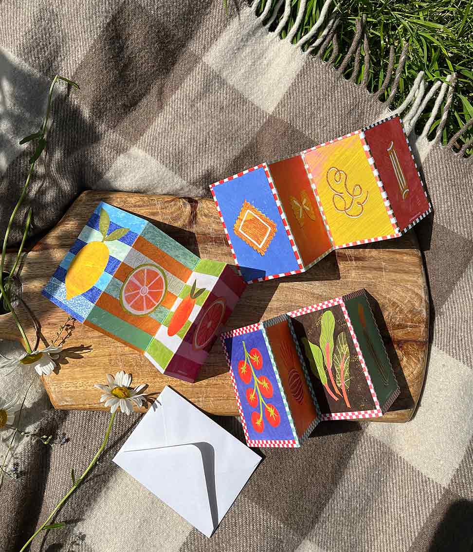 Veg Patch Concertina Card - Winter's Moon 