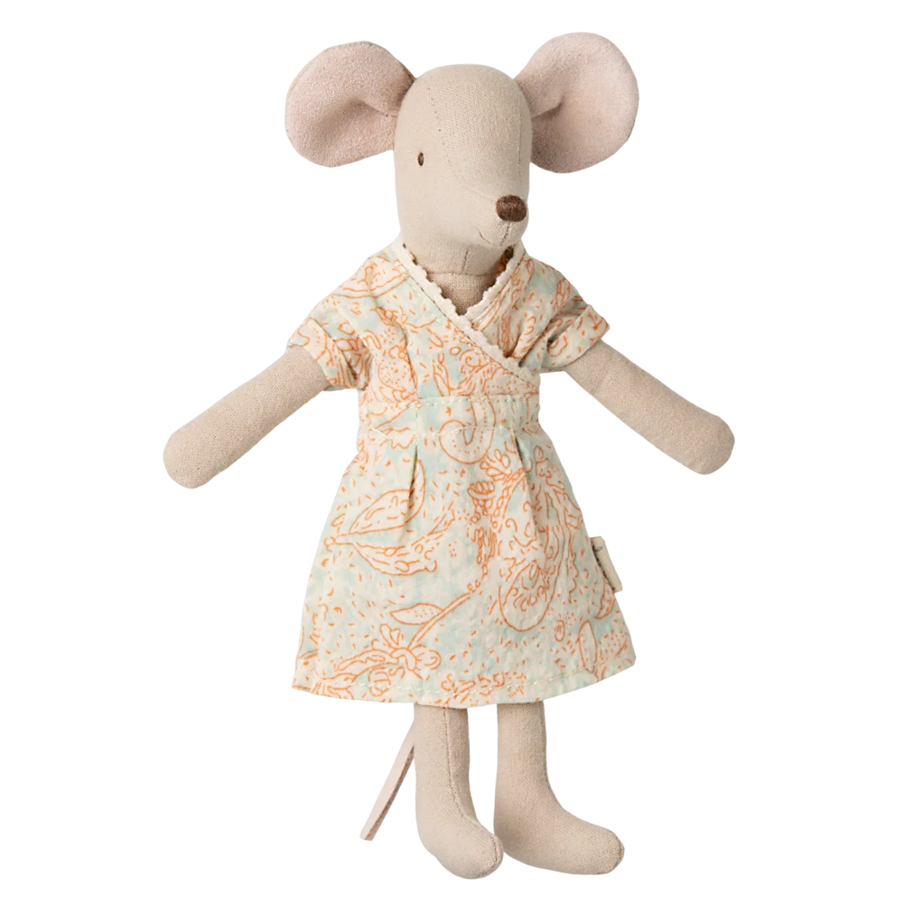 maileg - mum mouse in light paisley dress - winter's moon
