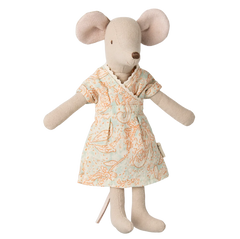 maileg - mum mouse in light paisley dress - winter's moon