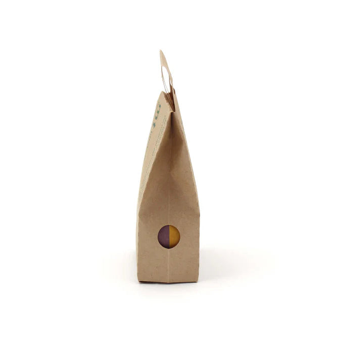 MT upcycle tape - brown bag of yellow and lavender tape on white background - winter's moon