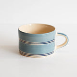 musango - striped trio mug in dove grey - winter's moon