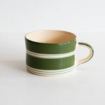 musango - striped trio mug in moss green - winter's moon