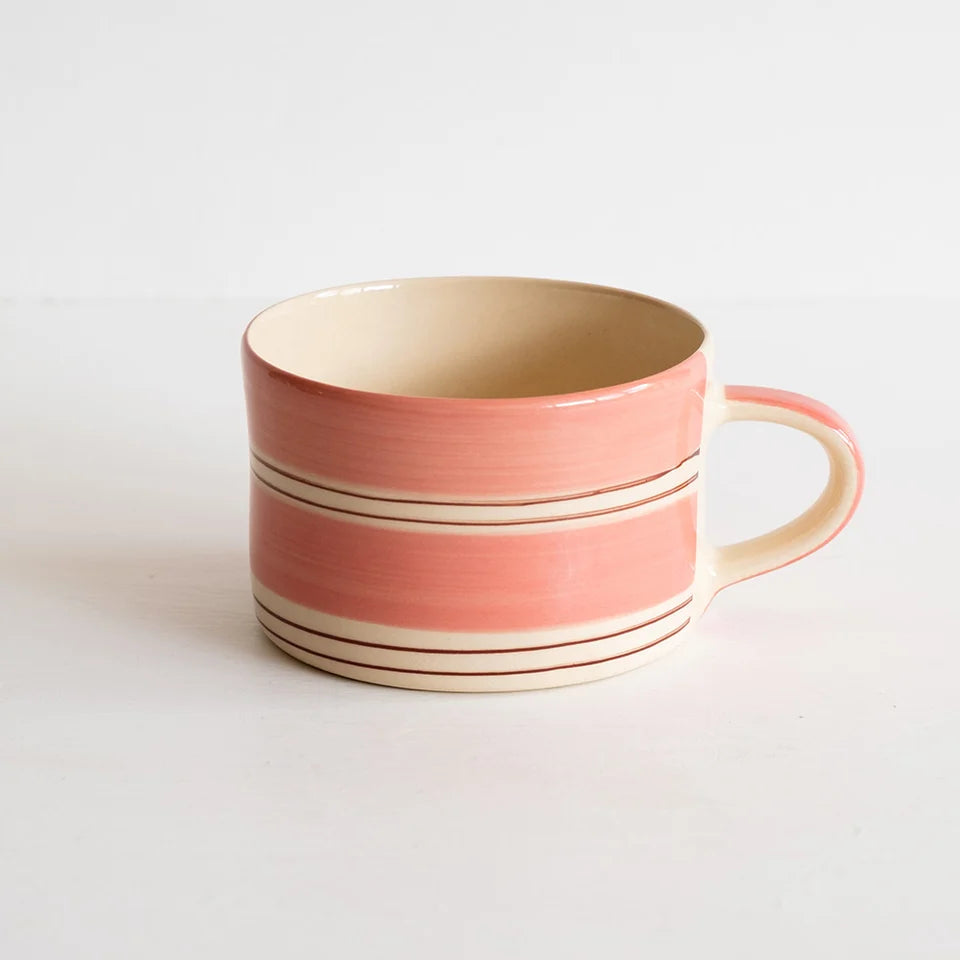 musango - striped trio mug in rose - winter's moon