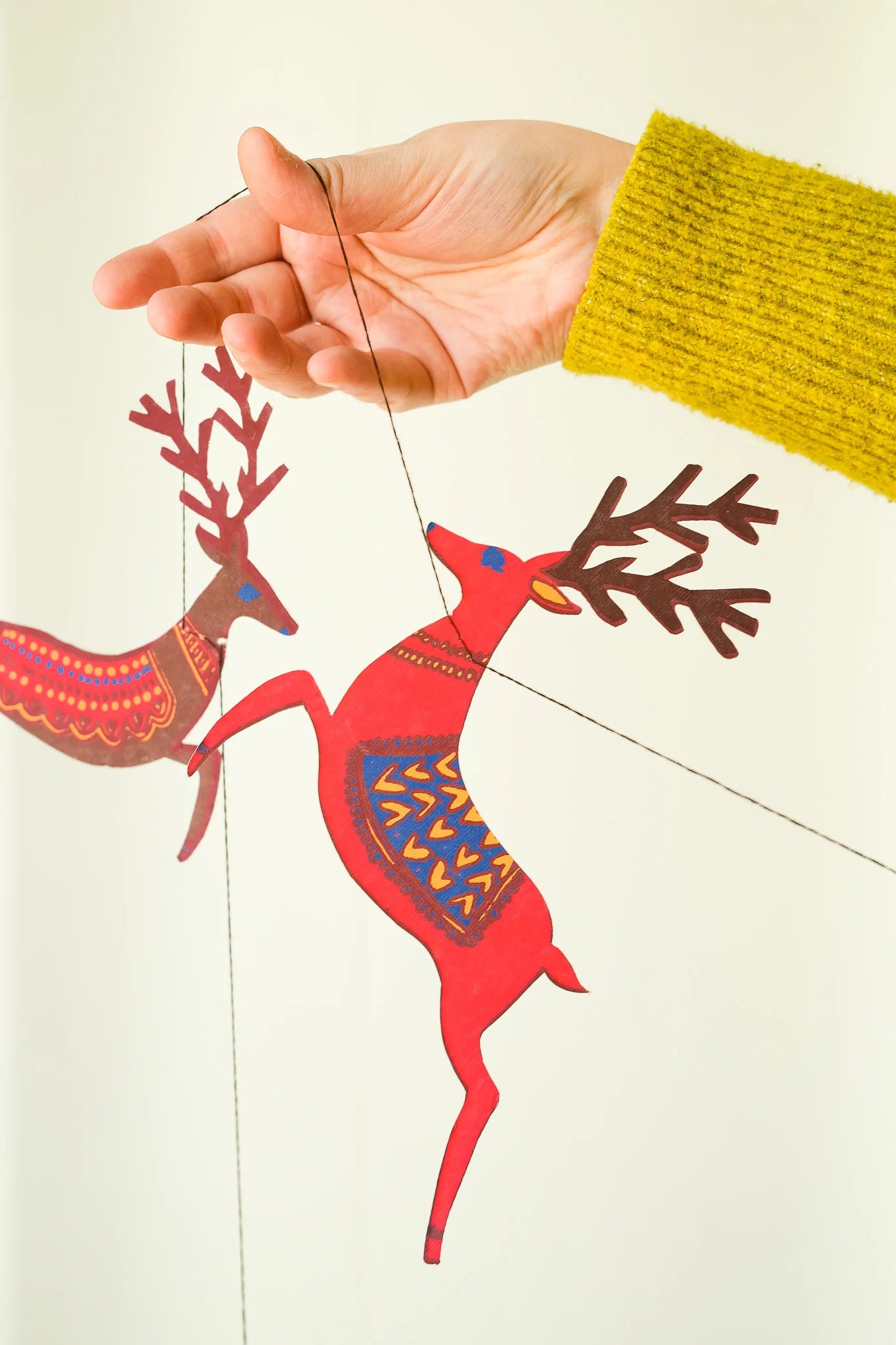 Hand-Printed Reindeer Paper Garland - Winter's Moon 