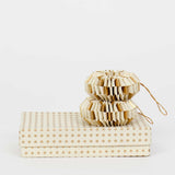 Box of Two Handmade Paper Spin Decorations - White & Gold