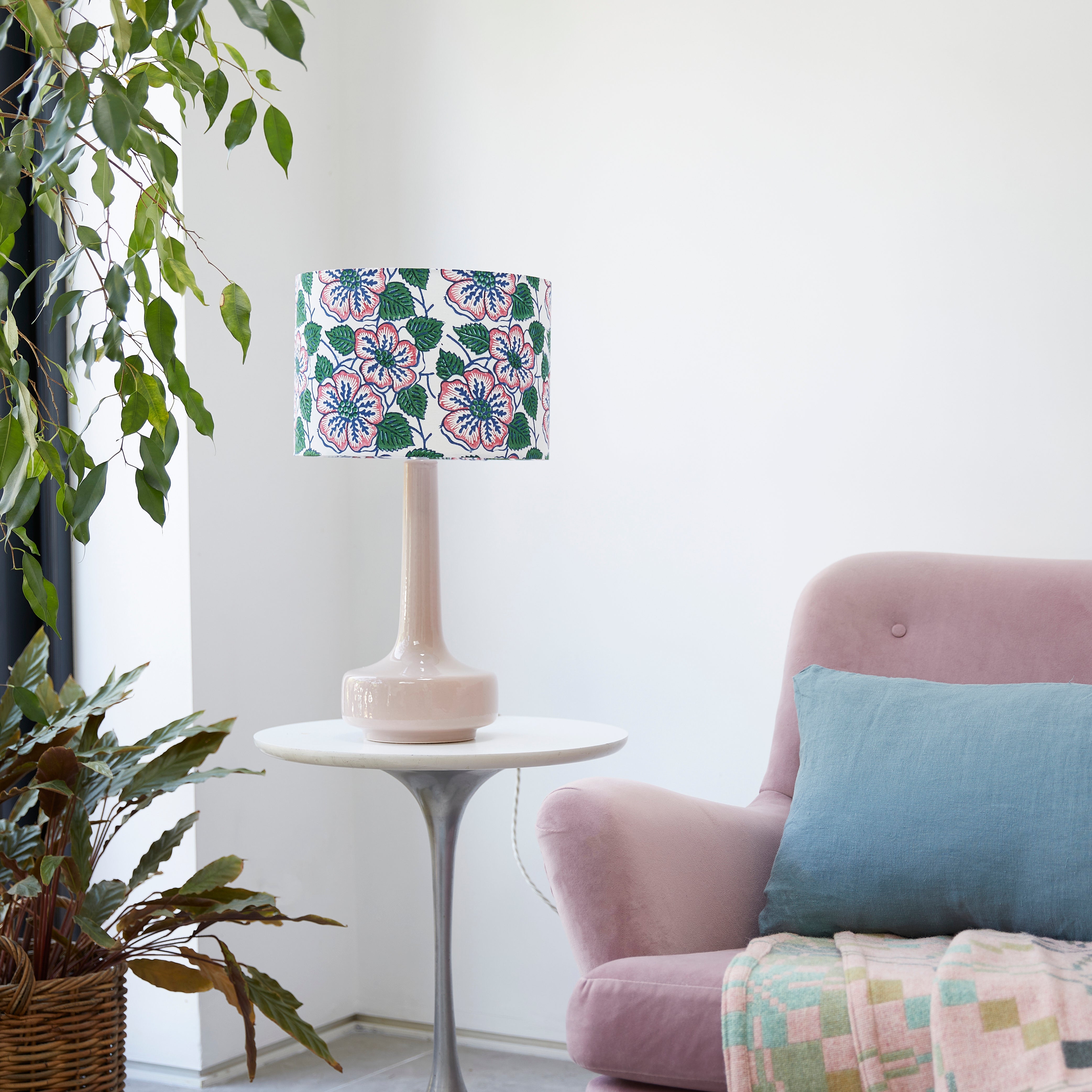 Blush Pink Table Lamp & 'Wild Rose' Shade - Winter's Moon 