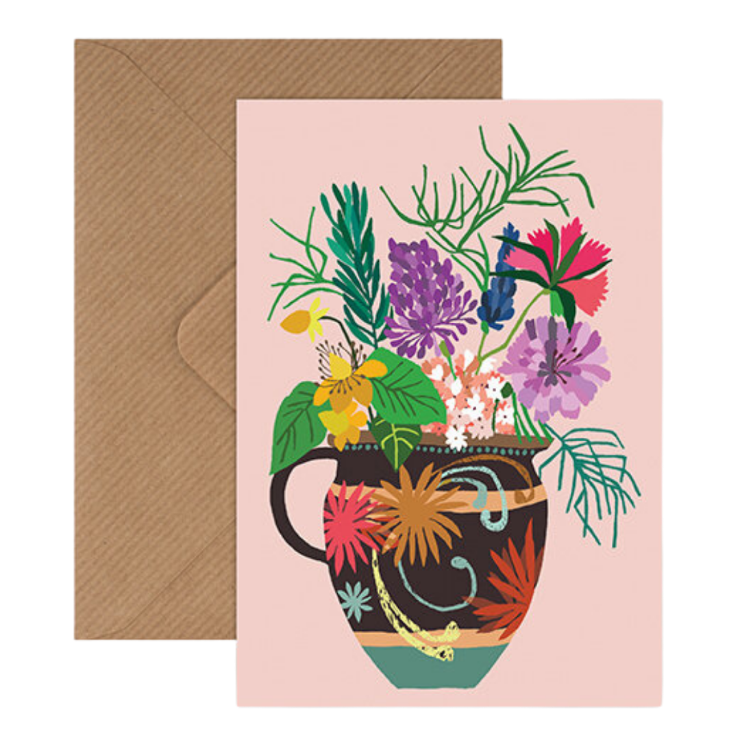 'Gardener's Vase' Greetings Card - Winter's Moon 