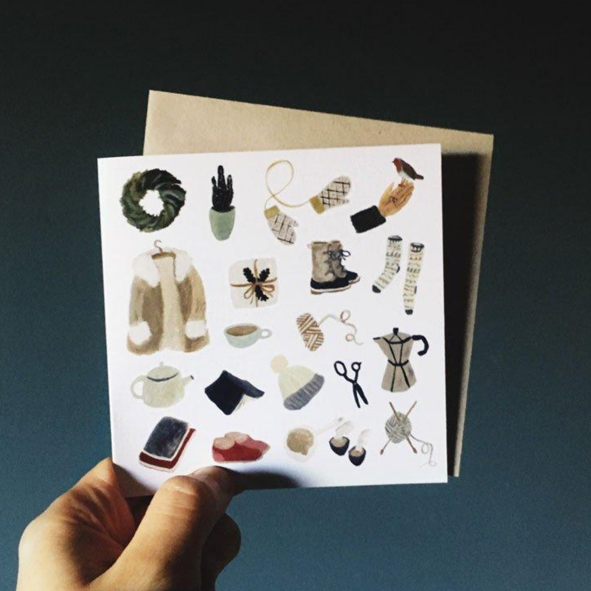 'Winter Pleasures' Greetings Card - Winter's Moon 